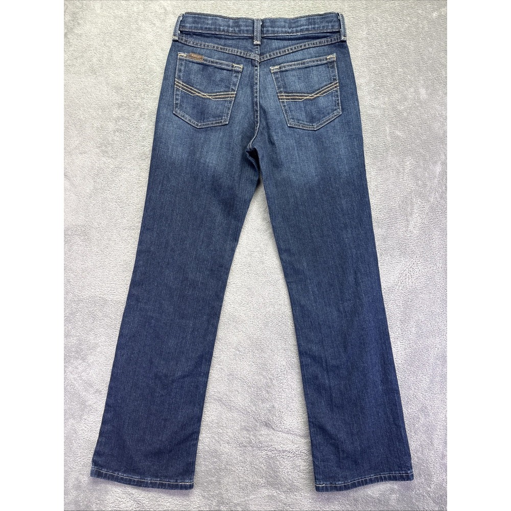 Ariat B4 Relaxed Bootcut Jeans Size 14 Medium Wash Distressed Denim Cowboy